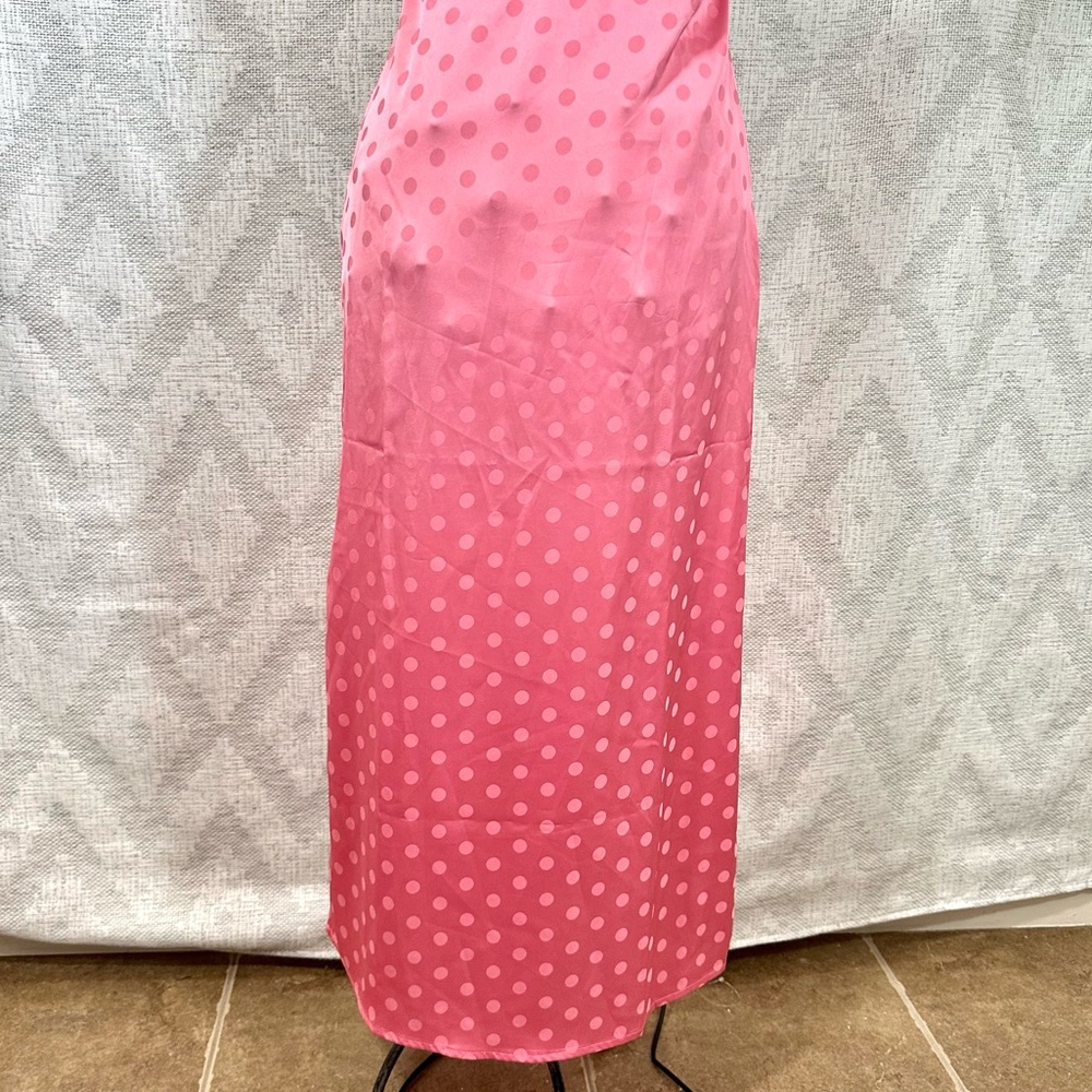 Vici pink polka dot cowl neck silky midi dress size S - Picture 3 of 12